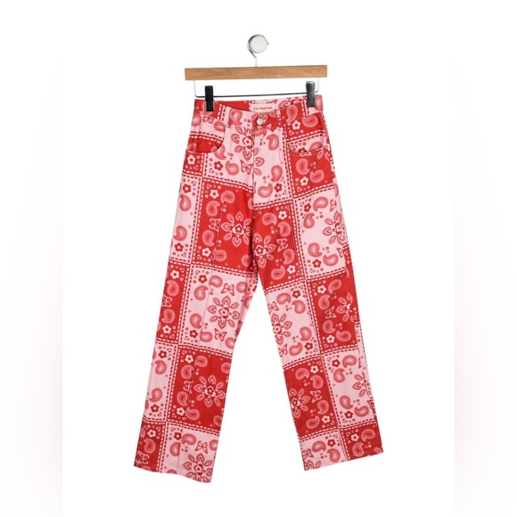 Lisa Says Gah Denim - Lisa Says Gah Robyn Jean Butterfly Bandana Print Red Pink sz 28
